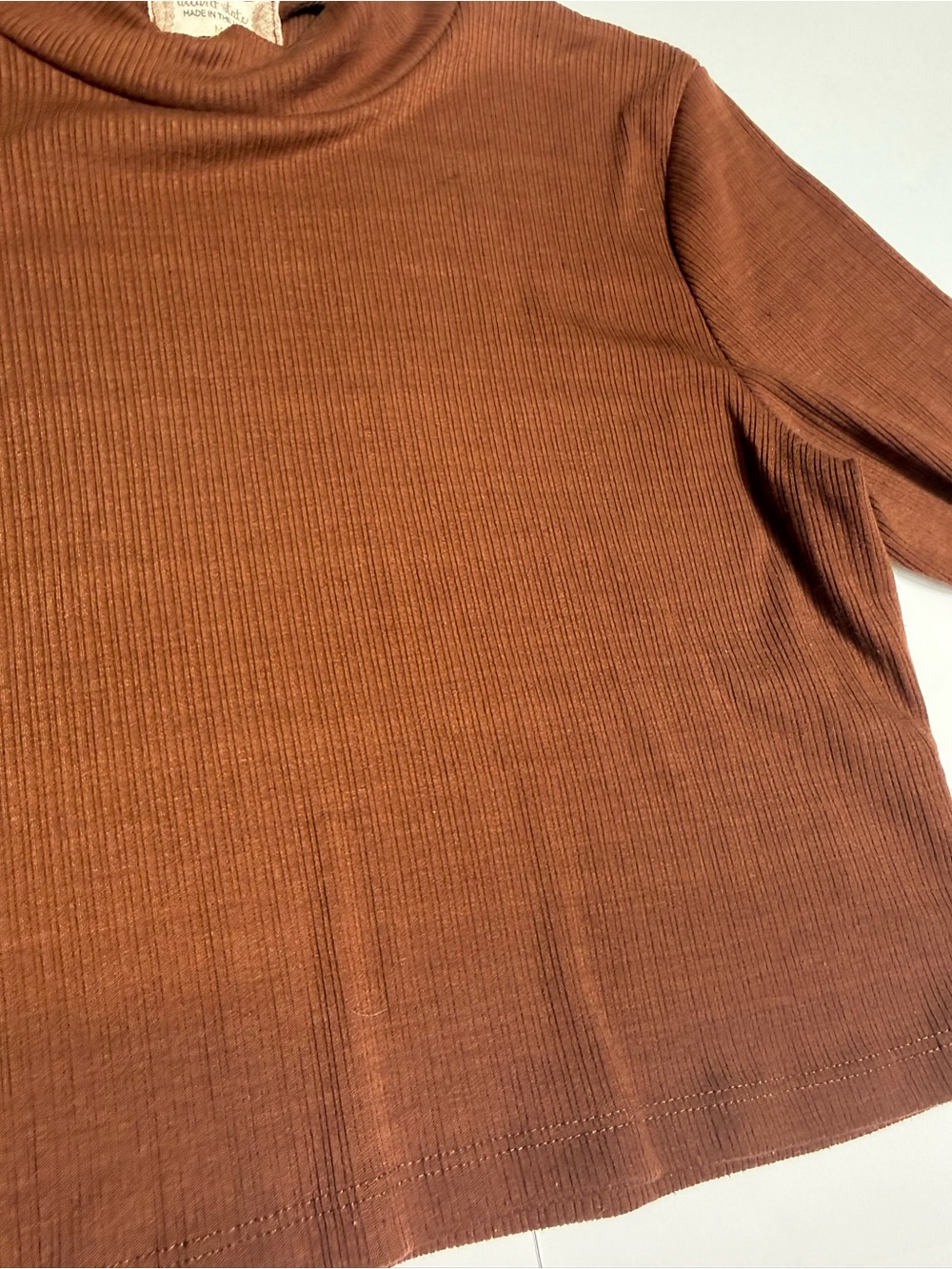 Altar'd State Brown Ribbed Mock Neck Knit Cropped Long Sleeve Top Women’s M - Picture 3 of 7